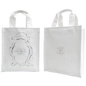 CHANEL Cruise Line Canvas Tote Bag White Multicolor Coco Mark Shopping Shoulder